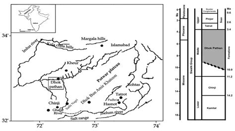 Map of Potwar Plateau in Pakistan, showing the encircled studied area. | Download Scientific Diagram