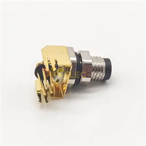 Right Angle M8 Connectors 6pin A Coding Panel Receptacles Male