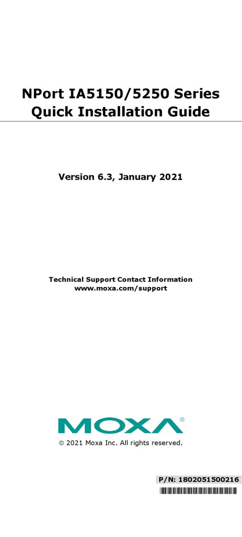 Moxa Technologies Nport Ia Series Quick Installation Manual Pdf