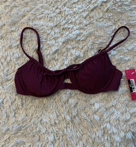 Xhilaration Women S Juniors Bikini Top Shirred Underwire Burgundy Size