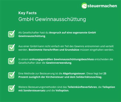 GmbH Gewinnausschüttung steuermachen