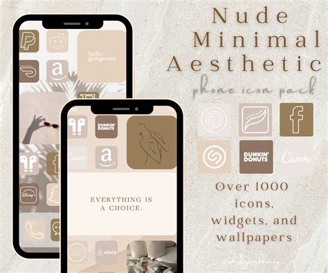 Nude Minimal Aesthetic IOS Icons Pack Etsy