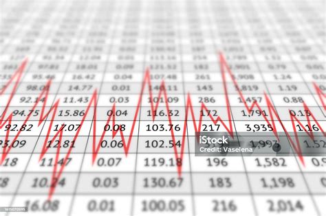 Ilustración De Tabla Resumen Digital Con Datos Numéricos Y Línea Roja