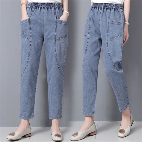 Fashion Jeans Women S Harem Radish Pants High Waist Thin Middle Aged Casual Women S Nine Point