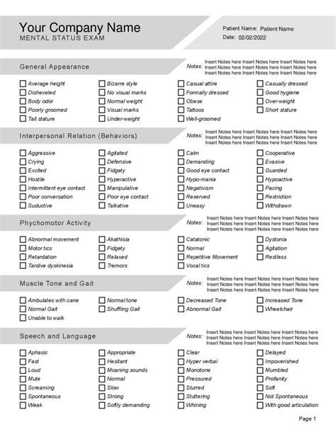 Mental Status Exam Editable Fillable Printable Pdf Therapypatron