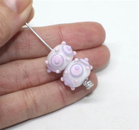 Set Of 2 Donut Beads White Heffalump Lilac Pink 10 Mm X 15 Etsy