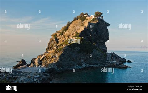 The Church Of Agios Ioannis Kastri On A Rock At Sunset Famous From