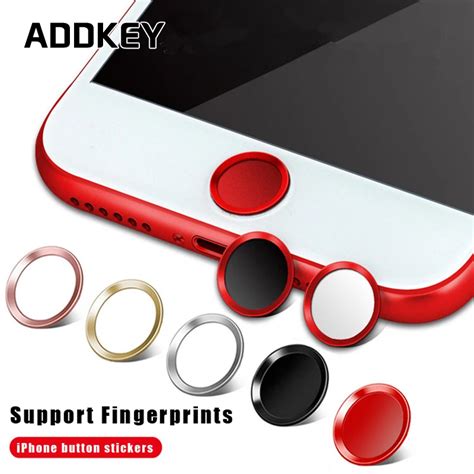 Aluminum Touch ID Home Button Stickewith Fingerprint Identification Functionr for iPhone 7/6S/6 ...