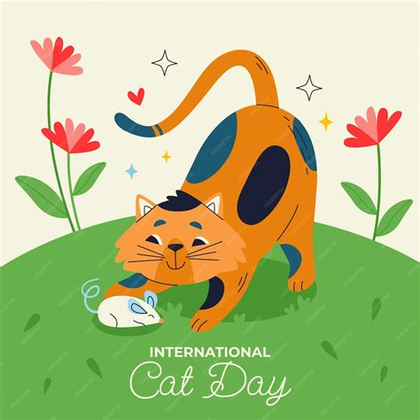 Ilustración Plana Para La Celebración Del Día Internacional Del Gato Vector Gratis