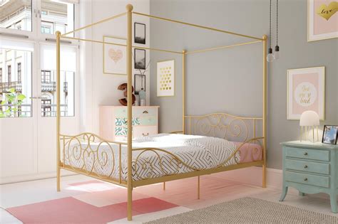 DHP Canopy Metal Bed, Full Size Frame, Gold - Walmart.com - Walmart.com