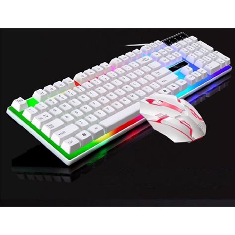 Kit Teclado Mouse Semi Mec Nico Gamer Led Rgb Branco Em Promo O