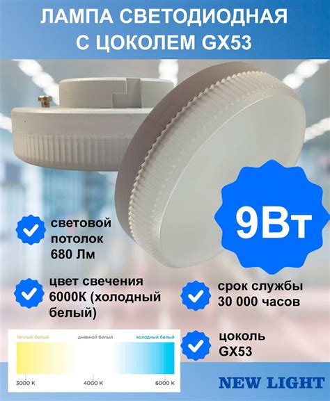 Светодиодная Лампочка NEW LIGHT OFFICIAL GX53 Круг 680 Лм 6000 К ...