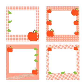 Apple Fruit Photocall Polaroid Frame Collection Vector Photocall