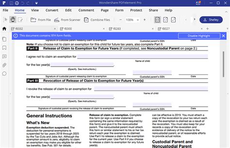 Irs Form 8332 Fill It With The Best Pdf Form Filler