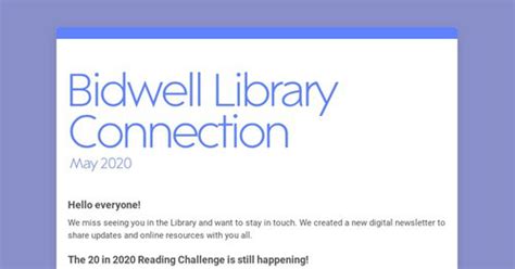 Bidwell Library Connection Smore Newsletters