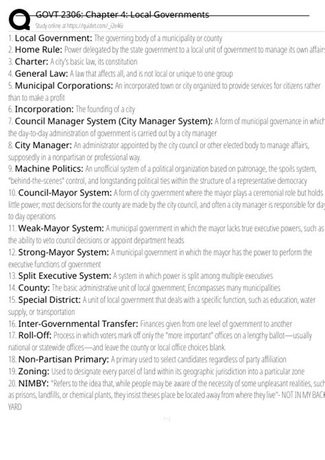 GOVT 2306: Chapter 4: Local Governments Exam Questions and Answers 100%