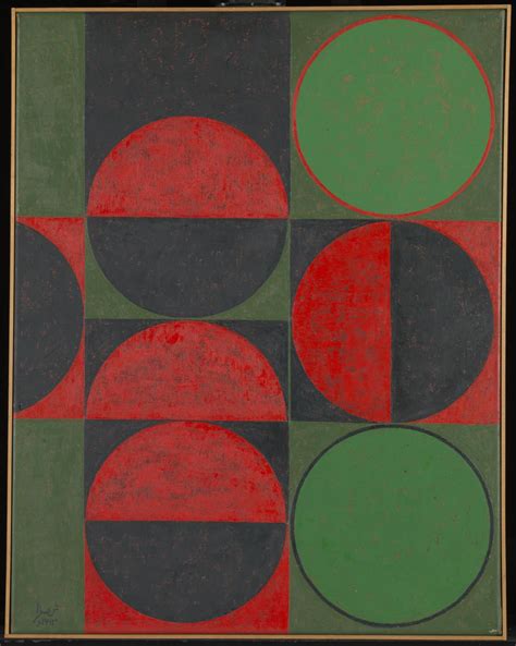 Composition In Red And Green Squares And Circles Anwar Jalal Shemza