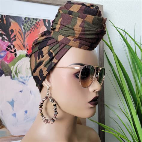 Jersey Knit Head Wrap Turban Headwrap Camouflage Headwrap Etsy