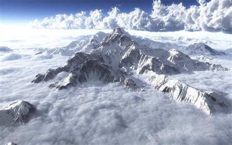 Snowy mountain, clouds, mountains, sky, snow HD wallpaper | Wallpaper Flare