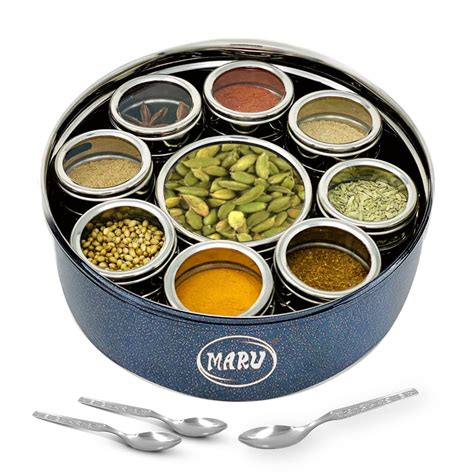 Buy Maru 9 In 1 Colored Spice Box Stainless Steel Stylish Extra Large