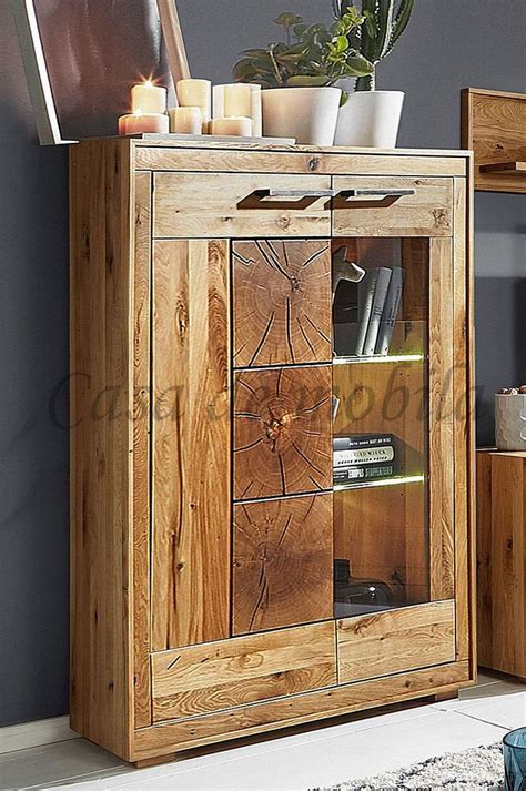 Massivholz Highboard I X X Cm Rustic Wildeiche Ge Lt Hirnholz