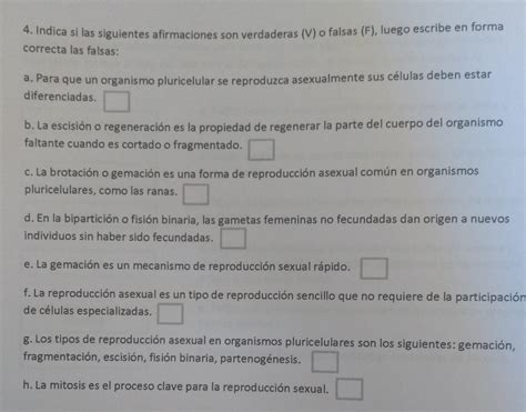 biología afirmar verdadero o falso Brainly lat