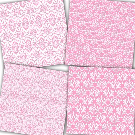 Pink Damask Digital Paper Pink Damask Patterns Etsy