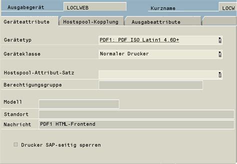 Ausgabegerät für Frontend Druck definieren SAP GUI for HTML