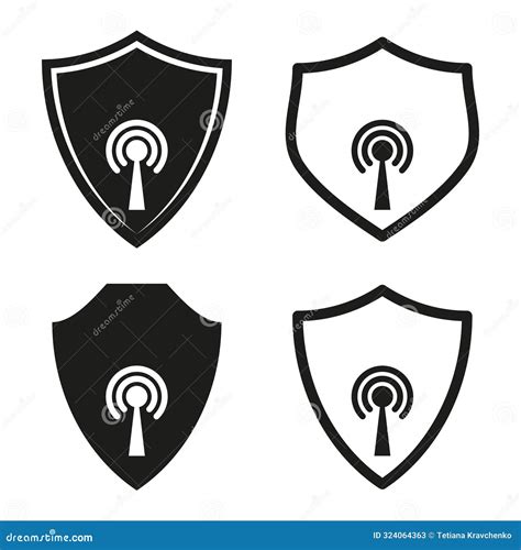 Shield With Signal Circles Icon Protection Sign Firewall Security Icon Shield Symbol For Your