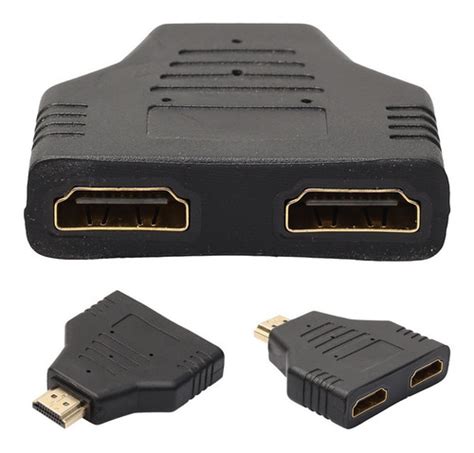 Hdmi Macho A Hembra Dual Adaptador Divisor De 1 A 2 Vías Par Cuotas