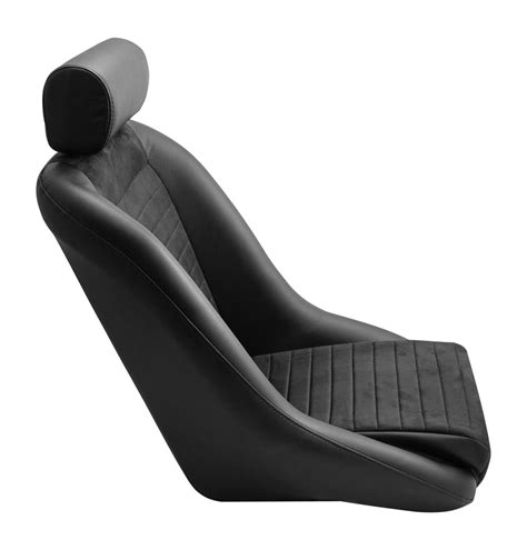 Retro Classic Vintage Racing Bucket Seats Black Microsuede W Sliders