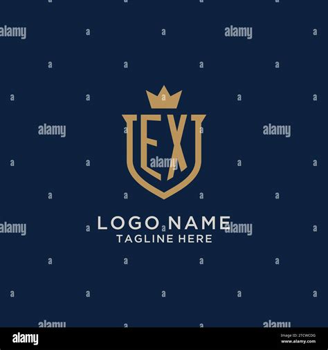 Ex Initial Shield Crown Logo Vector Graphic Stock Vector Image Art