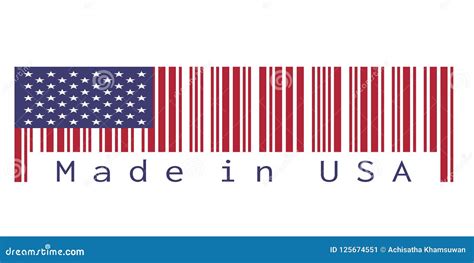 Barcode Set The Color Of America Flag The Red Blue Color And Star On