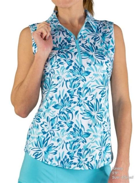 Jofit Ladies Sleeveless Golf Polo Shirts Ocean Breeze Crystal Teal