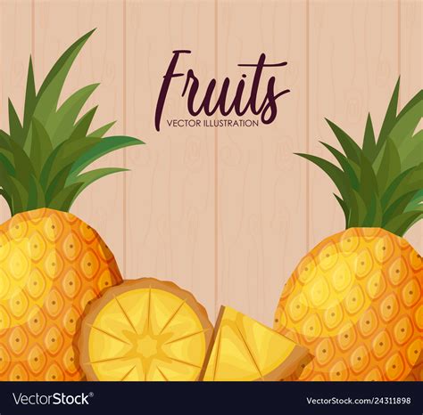 Fresh Pineapples Fruits With Sliced Royalty Free Vector