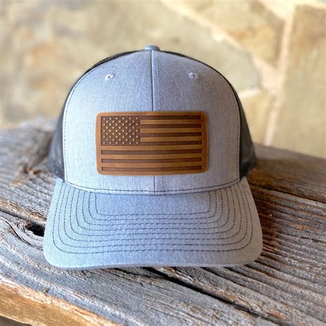 American Flag Leather Patch Hat Etsy