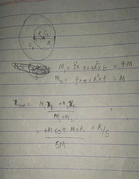 A Uniform Disc Of Radius R Is Put Over Another Uniform Disc Of Radius