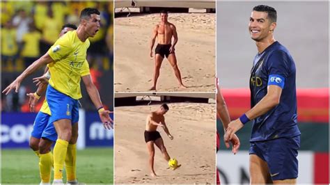 Cristiano Ronaldo Spotted Playing Football at Beach in Dubai As He ...