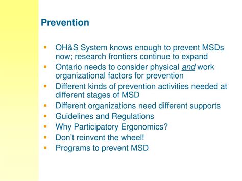 Ppt Musculoskeletal Disorder Msd Prevention Powerpoint Presentation