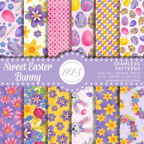 Easter Digital Paper Easter Floral Paper Easter Seamless Etsy