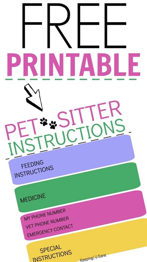 Pet Sitter Checklist With Free Printable Pet Sitter Instructions Pet