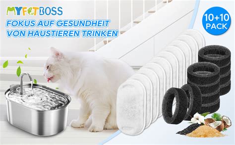 MyfatBOSS 20 Stück Katzenbrunnen Filter für 3 2L 2L 4L Edelstahl