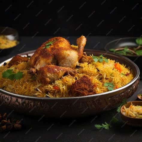 Premium AI Image | Chicken biryani with steamed basmati rice