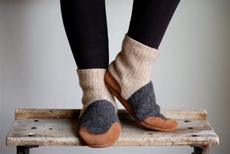 Wool Slipper Socks Leather Soles Eco Friendly Men 11.5