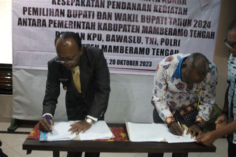 Pemkab Mamberamo Tengah Tandatangani Nphd Pendanaan Pilkada Tahun