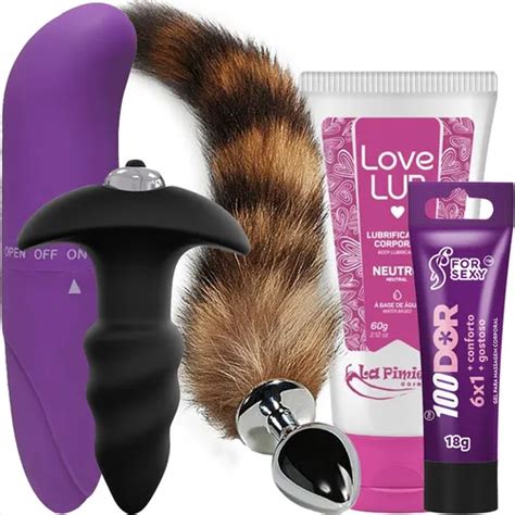 Kit Plug Anal Grande Rabo Cauda Vibrador Excita Casal Gozar Parcelamento Sem Juros