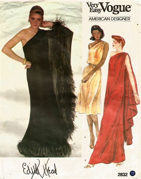 Vintage Vogue Edith Head Designer Cocktail Or Evening Gown Pattern