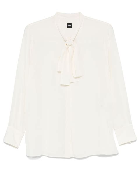 Boss Pussy Bow Blouse Neutrals Farfetch