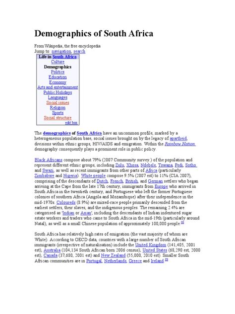 Demographics of South Africa | PDF