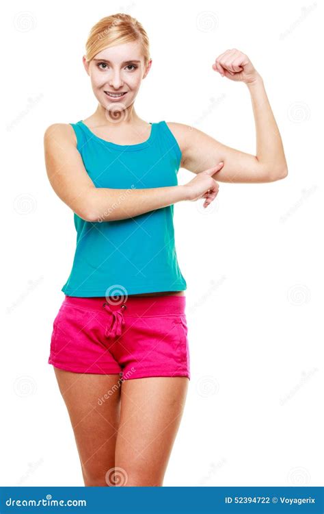 Young Woman Teen Girl Showing Her Muscles Stock Photo Image Of Teen